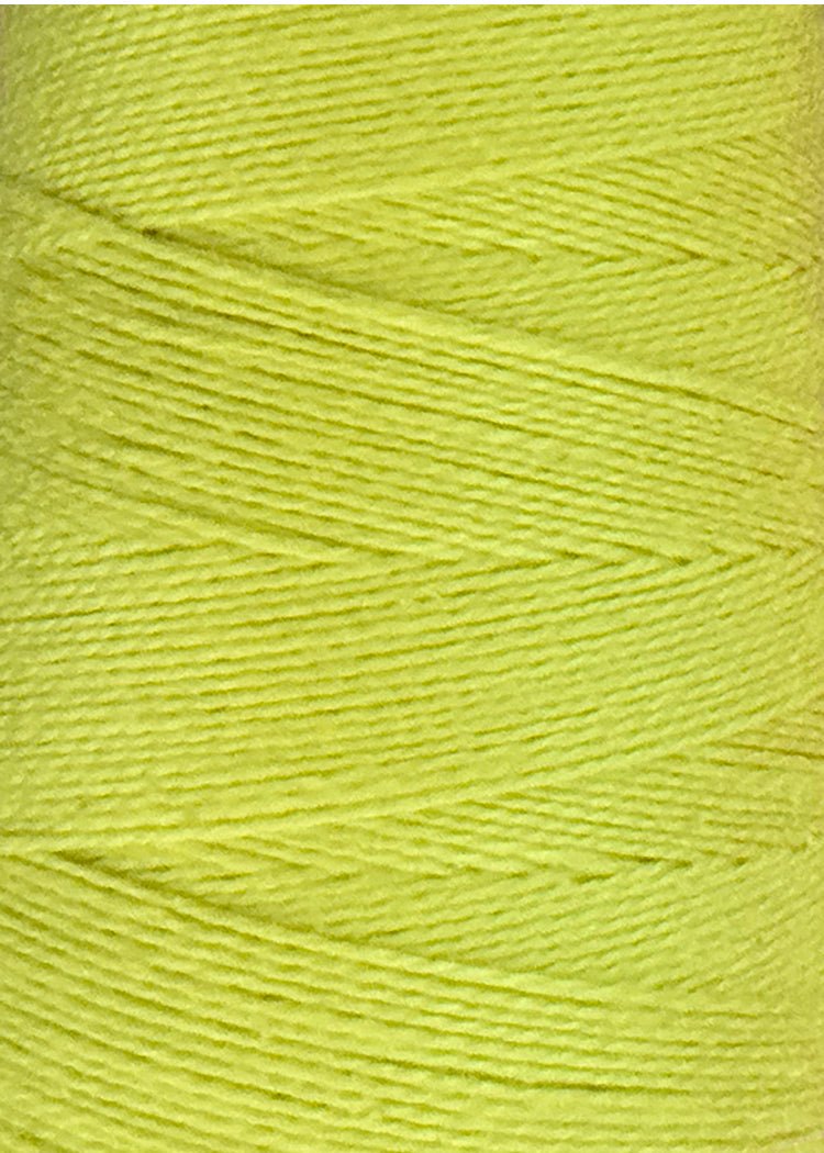 Close-up of a spool of vibrant yellow 5/2 Looma Circulo Mercerized Pearl Cotton Yarn (Mini Cone) from Circulo, showing the tightly wound fibers and diagonal pattern created by the threads overlapping—crafted for exceptional quality and Oeko-Tex certified for safety.