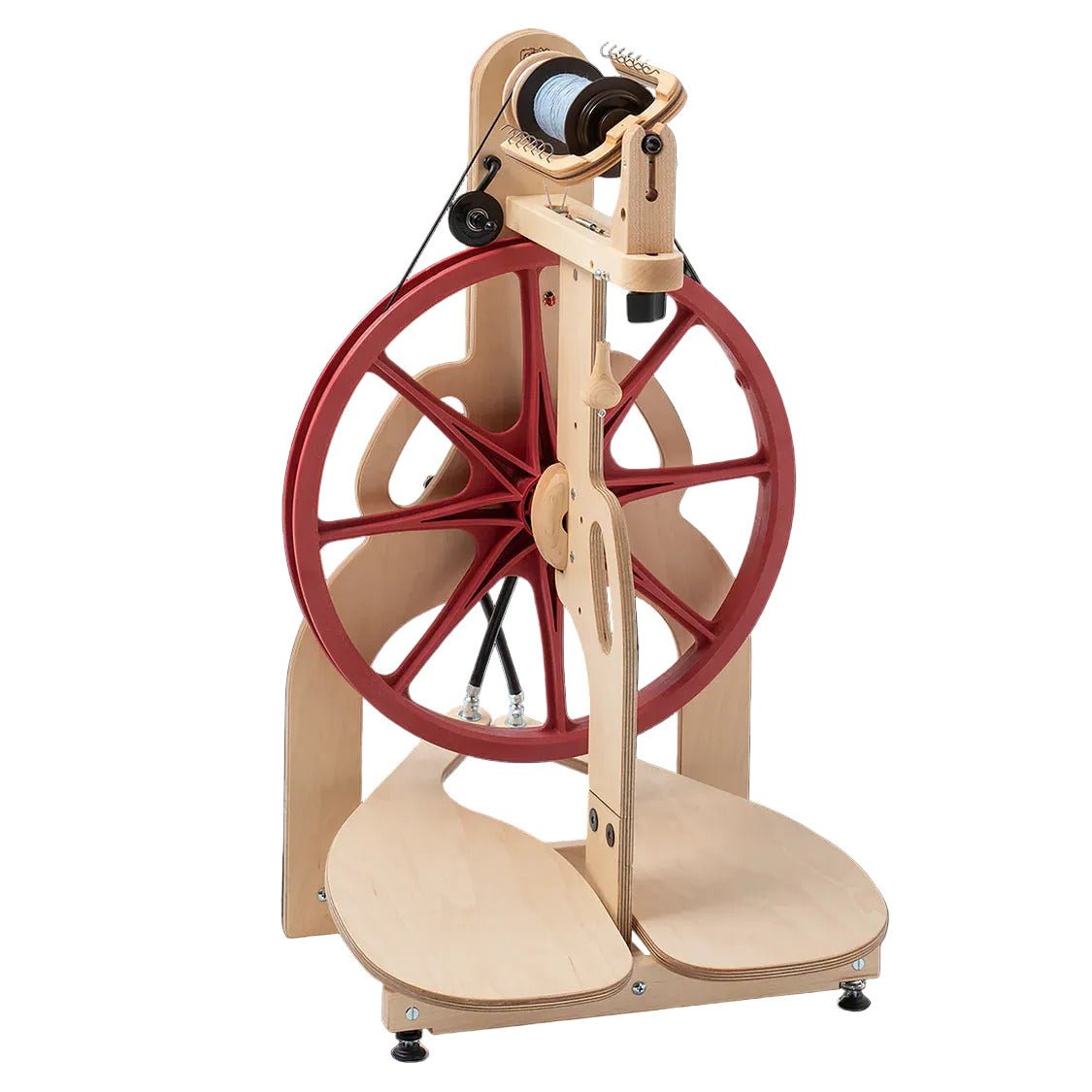 Ladybug upright spinning wheel made of wood with red plastic wheel