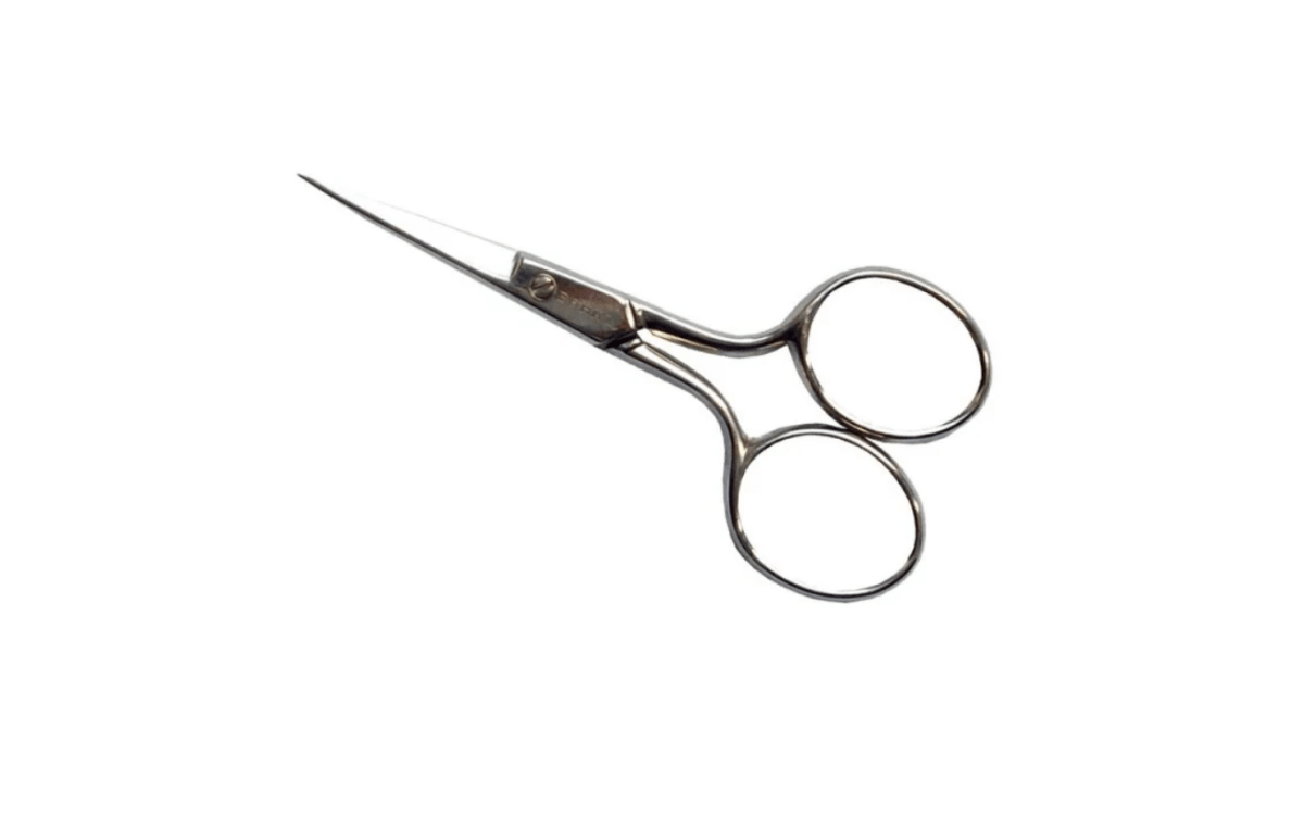 The Bryson Distributing, Inc. Standard Silver Embroidery Scissors, 3.5" (9 cm), feature thin pointed blades and round finger holes for precise thread cutting, shown against a white background.