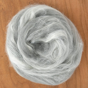 Fiber Blends Grey/White Merino Wool Tussah Silk Blend Fiber (sold by the ounce)