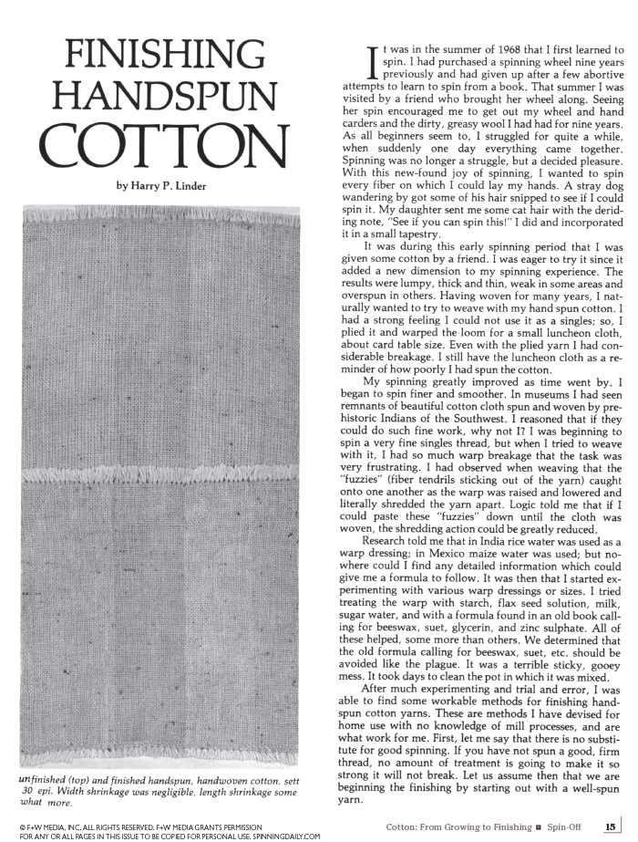 Long Thread Media Books Spin-Off Presents: Cotton from Growing to Finishing: eBook Printed Copy
