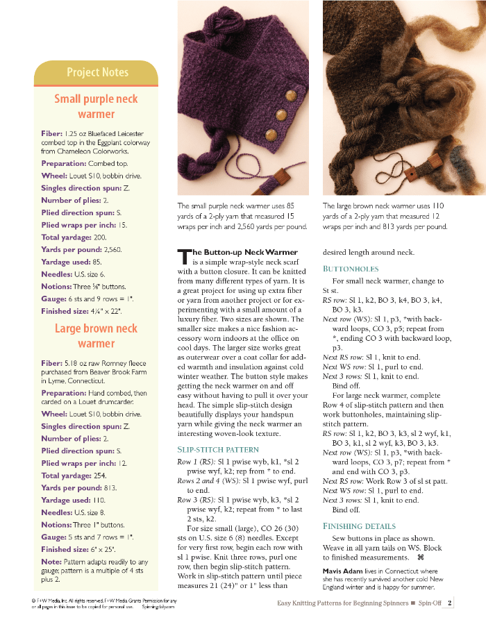 Long Thread Media Books Spin-Off Presents: Easy Knitting Patterns for Beginner Spinners: eBook Printed