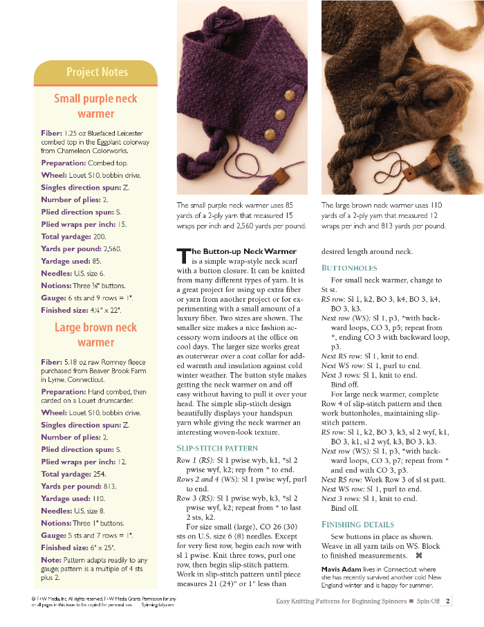 Long Thread Media Books Spin-Off Presents: Easy Knitting Patterns for Beginner Spinners: eBook Printed