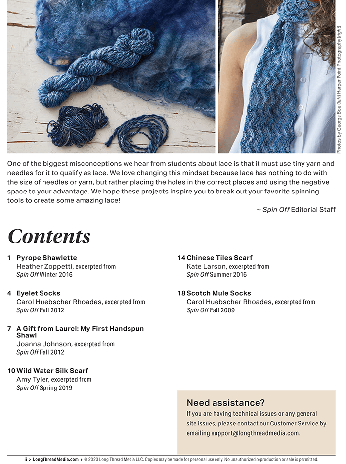 Long Thread Media Books Spin Off Presents: Lovely Lace: 6 Projects to Spin and Knit - eBook Printed Copy
