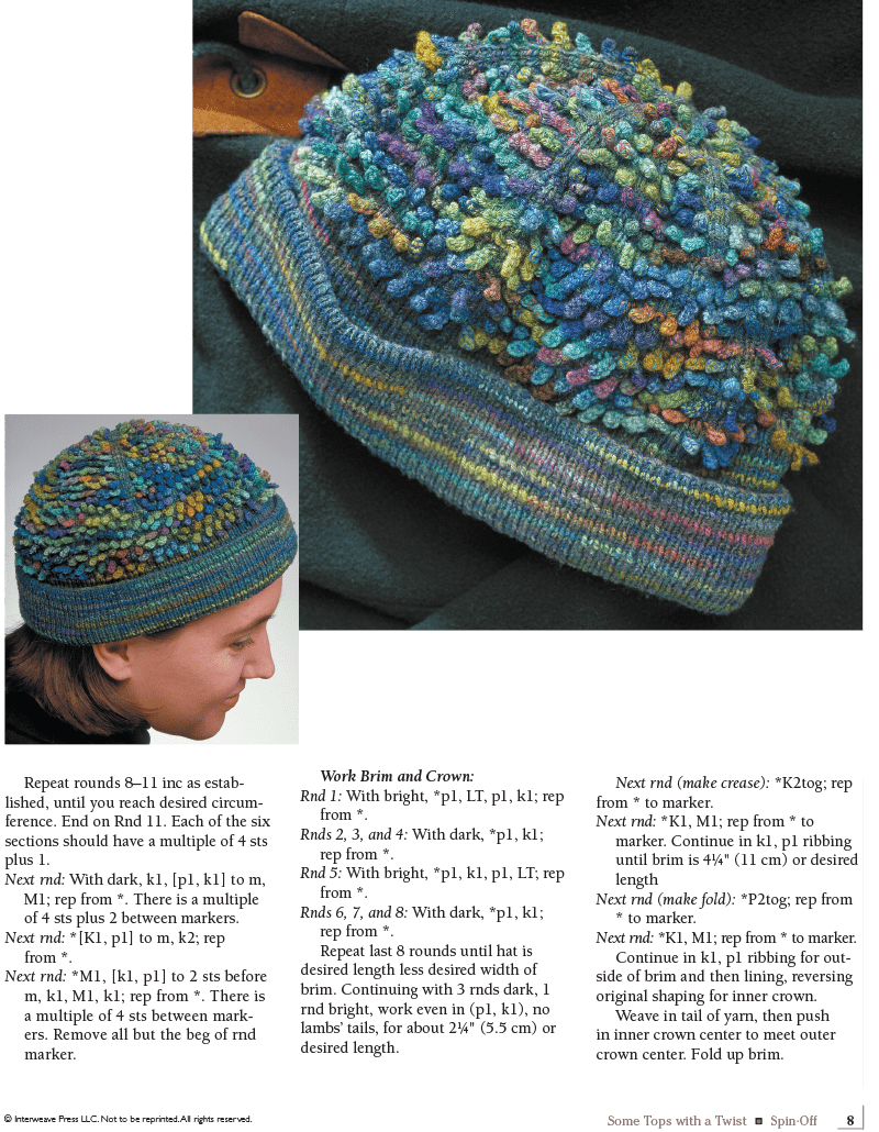Long Thread Media Books Spin-Off Presents: Some Tops with a Twist: 7 Handspun Hats: eBook Printed Copy