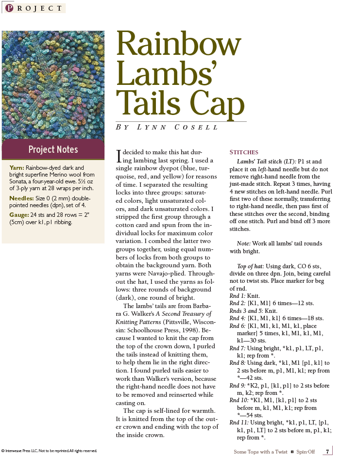 Long Thread Media Books Spin-Off Presents: Some Tops with a Twist: 7 Handspun Hats: eBook Printed Copy