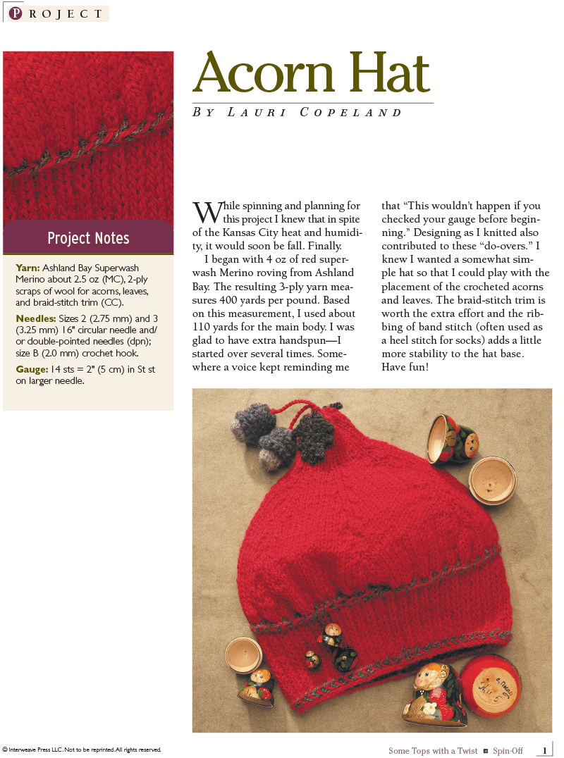 Long Thread Media Books Spin-Off Presents: Some Tops with a Twist: 7 Handspun Hats: eBook Printed Copy