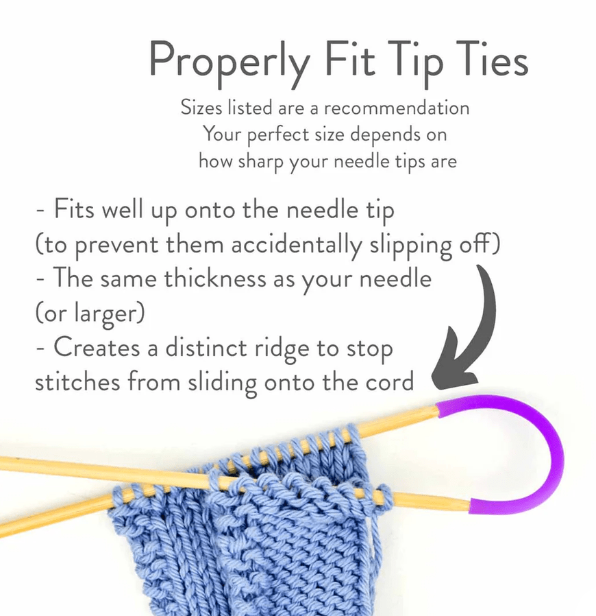 Twice Sheared Sheep Tip Ties - Needle Point Protectors are looped around needle tips to securely hold stitches in place, ensuring a snug fit and preventing knitting stitches from slipping off your needles.