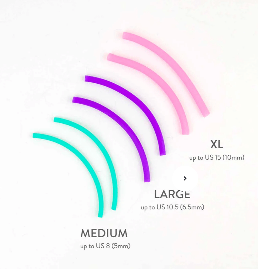 Twice Sheared Sheep Tip Ties Needle Point Protectors in teal, purple, and pink come in Medium (up to US 8/5mm), Large (up to US 10.5/6.5mm), and XL (up to US 15/10mm) sizes for stylishly keeping your knitting needle tips safe.