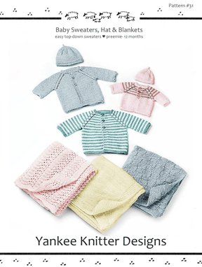 Yankee Knitter Designs Digital Patterns Baby Sweaters, Hat & Blankets, download