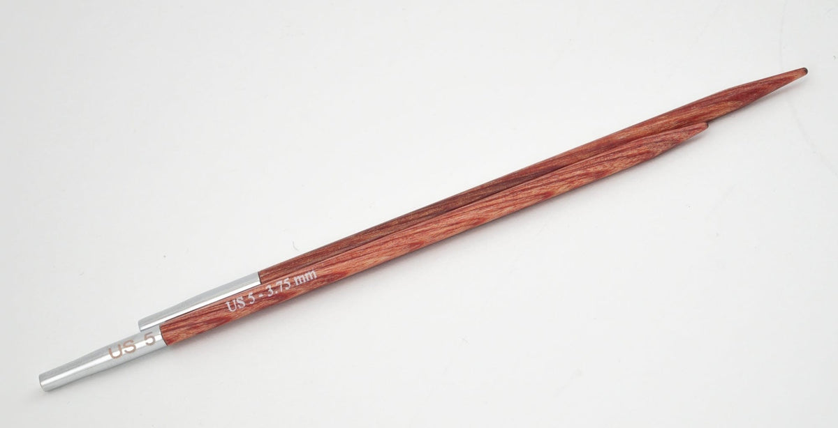 A single Accessories Unlimited Knit Pro Dreamz Interchangeable Knitting Needle Tip, size US-5 (3.75 mm), with a laminated birch body and metal end, is shown on a white background.