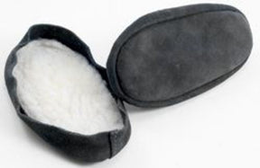 Bryson Distributing, Inc. Slipper Soles & Mitten Palms 6" - Child's shoe 5-7 / Black Suede leather and fleece soles