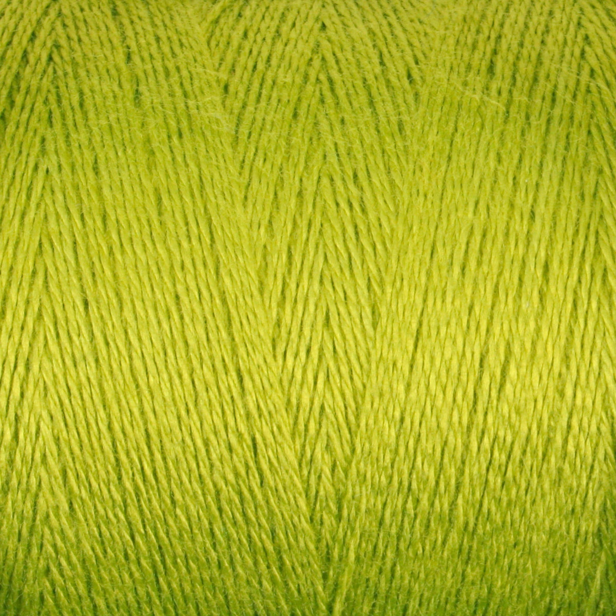 Close-up of Maurice Brassard 8/2 Tencel Yarn | Mini-cone in bright green, highlighting the fine, soft cellulose fibers and detailed texture—ideal for weaving projects.