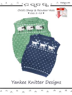 Childaposs Sheep and Reindeer Vests  Yankee Knitter   Pattern download