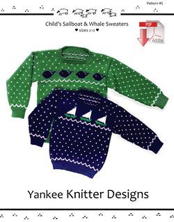 Childaposs Sailboat and Whale Pullover Sweaters  Yankee Knitter   Pattern download