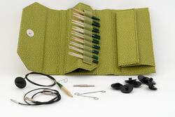 Lykke 35quot Interchangeable Bamboo Knitting Needle Set  Grove Green Case
