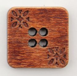 Brown Wood Square 3/4" Button