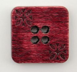 Red Wood Square 3/4" Button