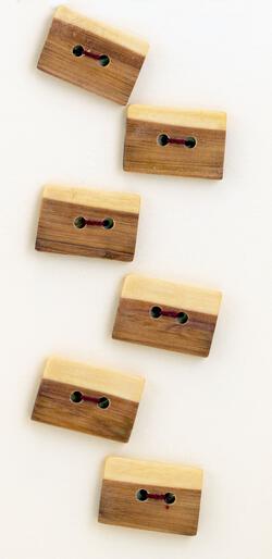 Six Small Square or Oblong Buttons  Mixed Wood