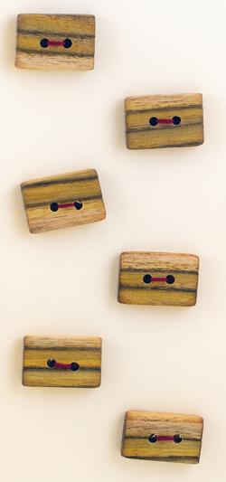Six Medium Square or Oblong Buttons  Mixed Wood