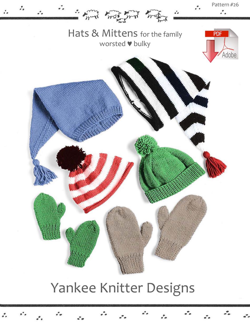 Knitting Patterns Hats and Mittens  Yankee Knitter   Pattern download