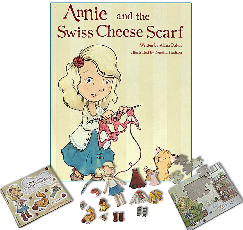 Knitting Books Annie and the Swiss Cheese Scarf  Deluxe Gift Set