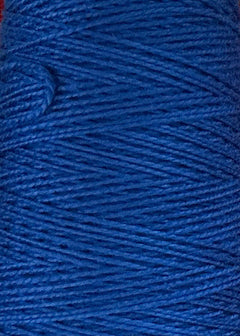 Close-up of a spool of Circulo 10/2 Looma Mercerized Pearl Cotton Yarn | Mini Cone in bright blue, highlighting the texture and tightly wound individual strands.