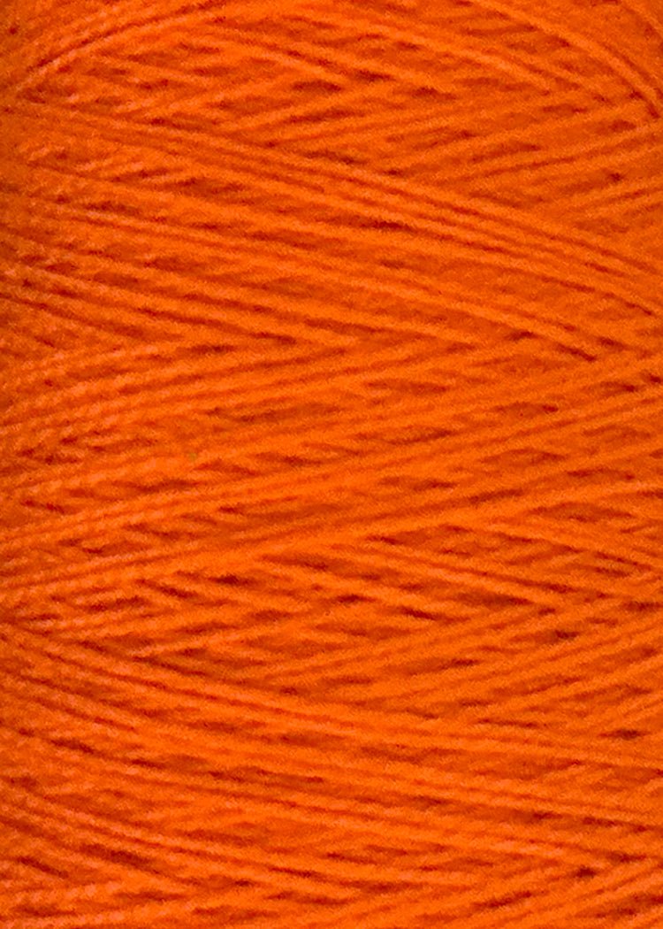 Close-up of Circulo 3/2 Looma Circulo Mercerized Pearl Cotton Yarn in vibrant orange, wound tightly in parallel layers around a mini cone, highlighting the Oeko-Tex certified fibers’ texture and subtle sheen.