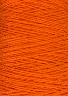 Close-up of orange Circulo 5/2 Looma Mercerized Pearl Cotton Yarn wound tightly around a large cone, highlighting the detailed texture and parallel lines of this premium weaving yarn.
