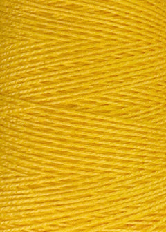 Close-up of Circulo 10/2 Looma Mercerized Pearl Cotton Yarn in bright yellow, tightly wound onto a large cone to showcase the smooth texture and sheen of the finely spun threads.