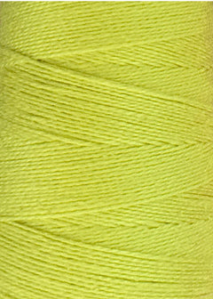 Close-up of a spool of vibrant yellow 5/2 Looma Circulo Mercerized Pearl Cotton Yarn (Mini Cone) from Circulo, showing the tightly wound fibers and diagonal pattern created by the threads overlapping—crafted for exceptional quality and Oeko-Tex certified for safety.
