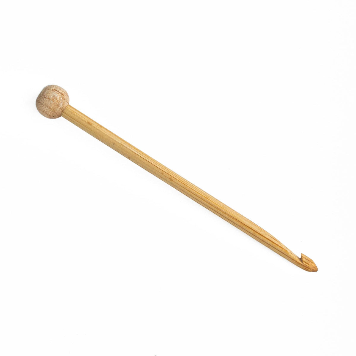 The N. Jefferson Bamboo Mini Crochet Hook features a rounded handle and hooked end, displayed on a white background.