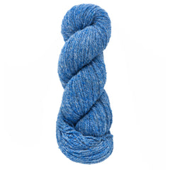 A skein of Bartlettyarns Maine Wool Yarn (Fisherman 2-Ply) in blue, tightly twisted into a coil, from the Bartlettyarns brand, displayed against a plain white background.