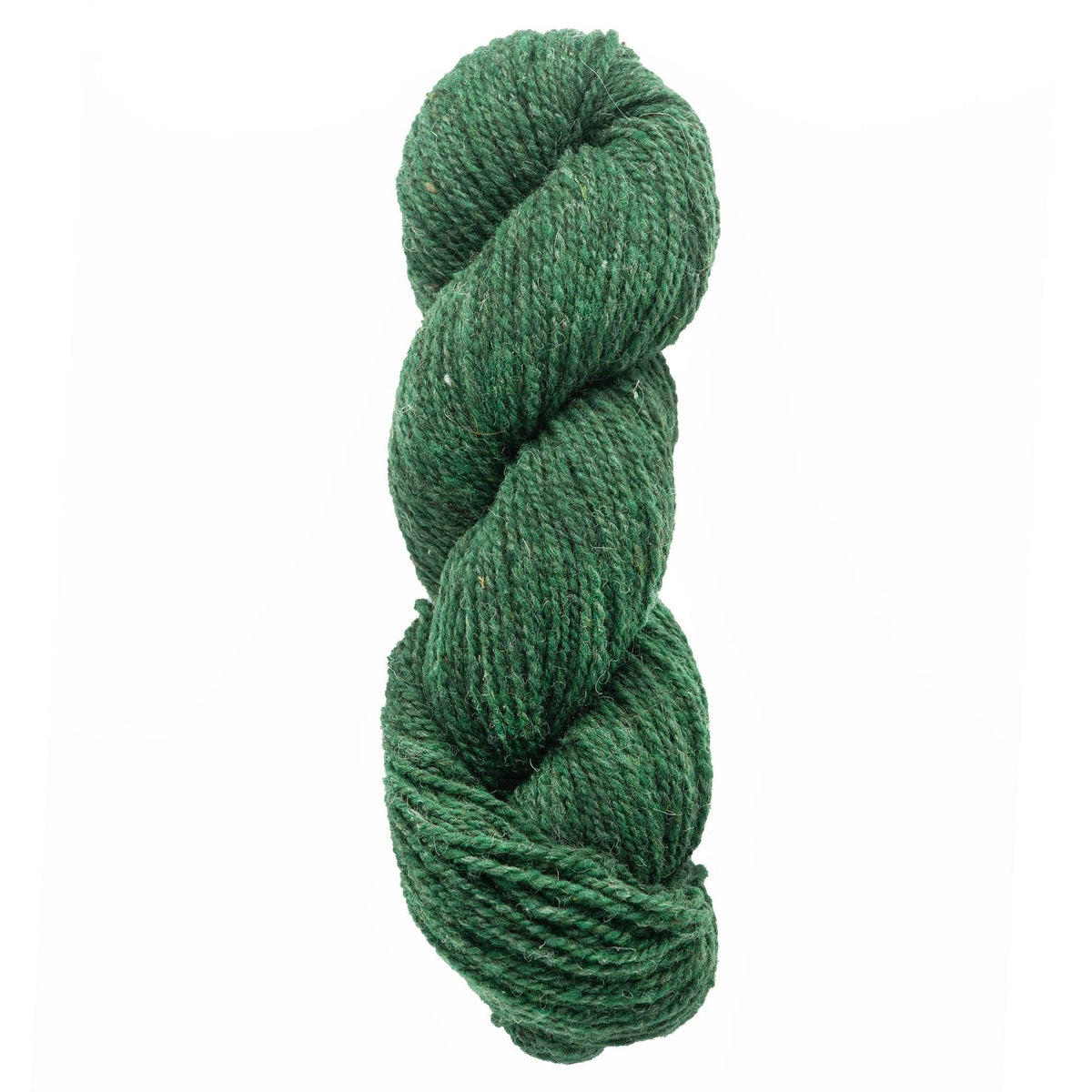 A skein of Bartlettyarns Maine Wool Yarn (Fisherman 2-Ply) by Bartlettyarns, in green worsted weight, is twisted into a neat coil and displayed against a plain white background.