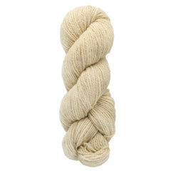 A skein of Bartlettyarns Maine Wool Yarn (Fisherman 2-Ply) in light beige, neatly coiled, is displayed isolated on a white background.
