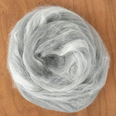 Fiber Blends Grey/White Merino Wool Tussah Silk Blend Fiber (sold by the ounce)