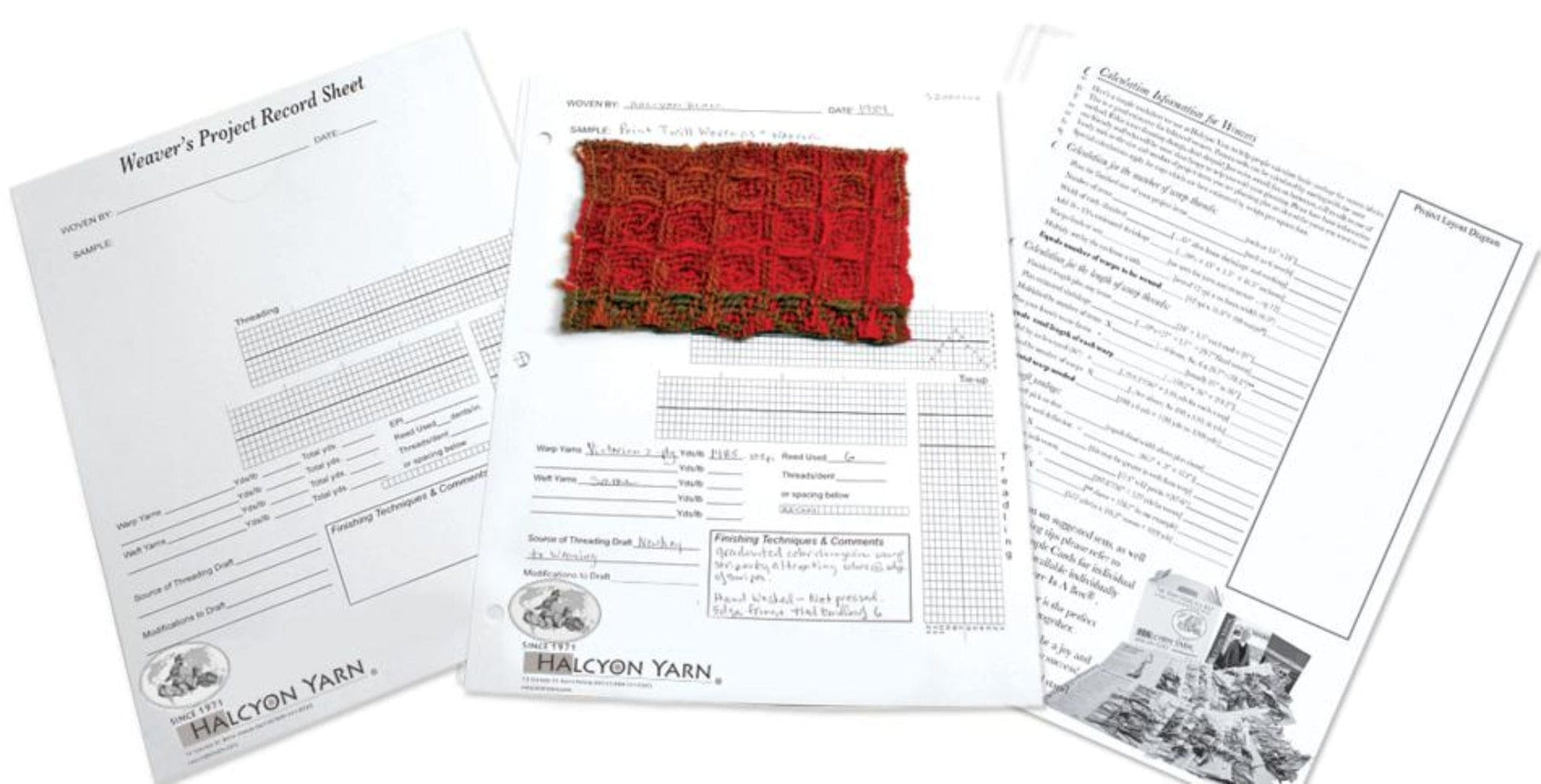 Halcyon Yarn Weaving Aids Weaver’s Project Sheets (5 pack)