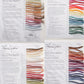 Collage of four Halcyon Yarn Classic Rug Wool Sample Cards, ideal for rug makers, displaying labeled yarn samples. The charts are titled "Desert Brush," "Maine Coast," "Maine Woods & Meadows," and "Desert Sunset," each featuring diverse color palettes with their names.