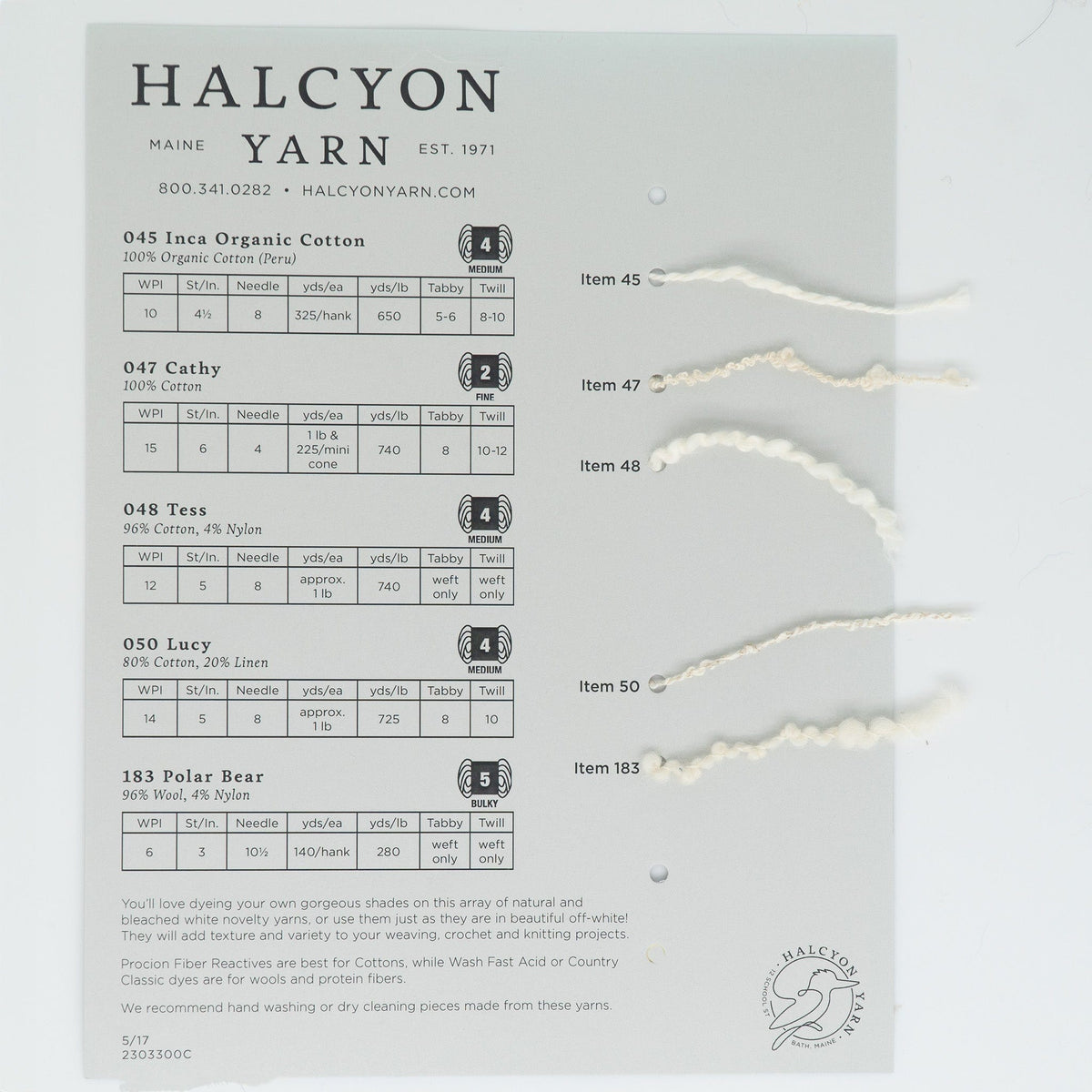 Halcyon Yarn Yarn Sample Cards Natural Textures Sample Card