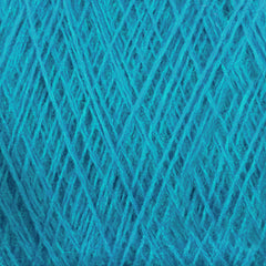 Close-up of JaggerSpun Superfine Merino 2/18 Yarn (Mini-cone) by Jagger Brothers, Inc.—vivid blue superfine merino wool with soft, textured fibers in crisscrossing layers, ideal for hand knitting projects.