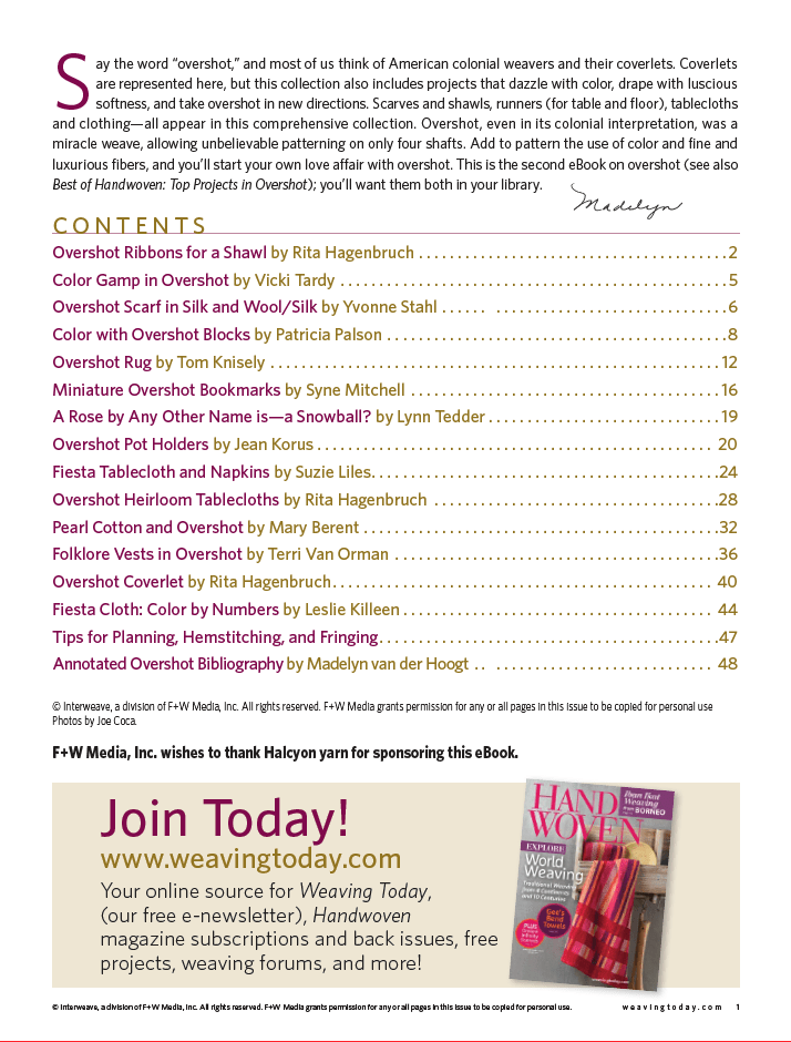 Long Thread Media Books Best of Handwoven, Overshot eBook 2: 14 Projects On Four Shafts eBook (Printed version)