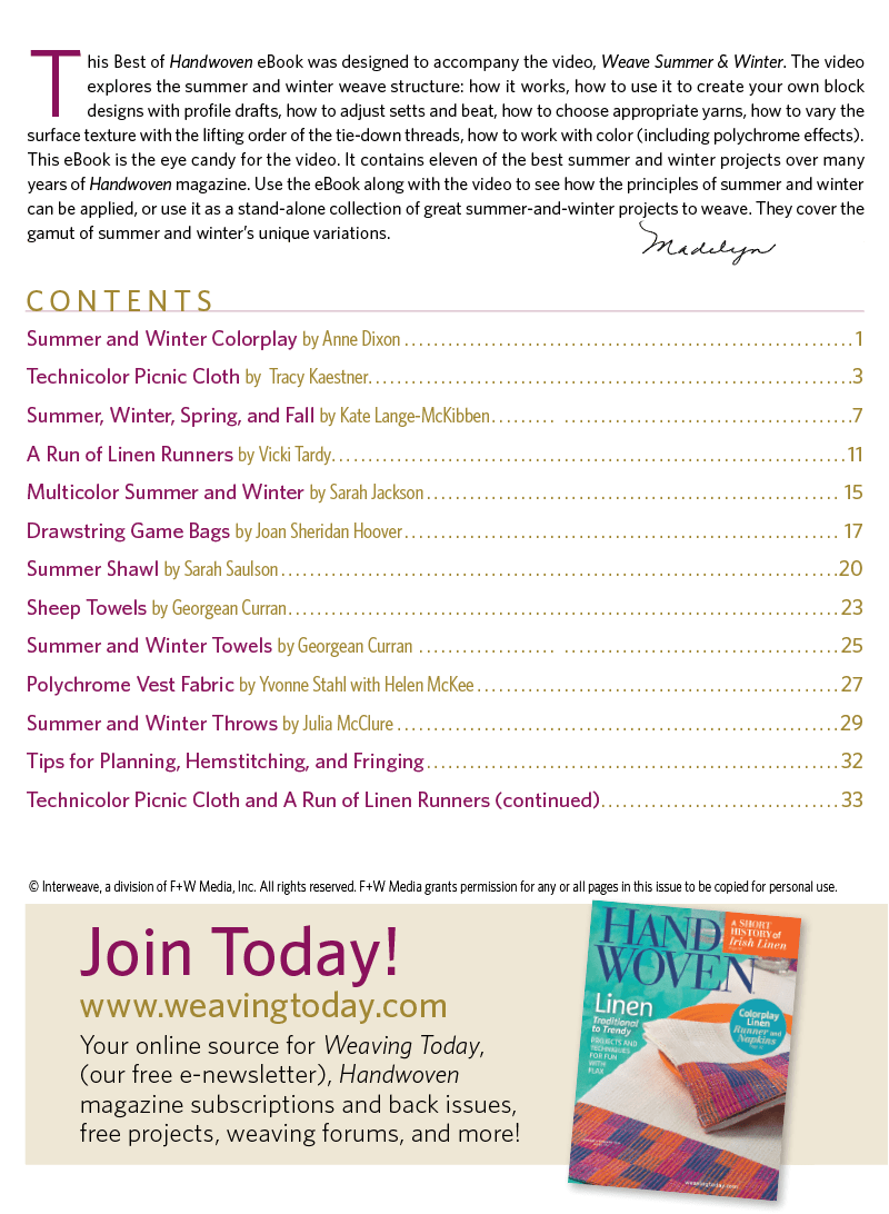 Long Thread Media Books Best of Handwoven Technique Series: Summer & Winter eBook (Printed version)