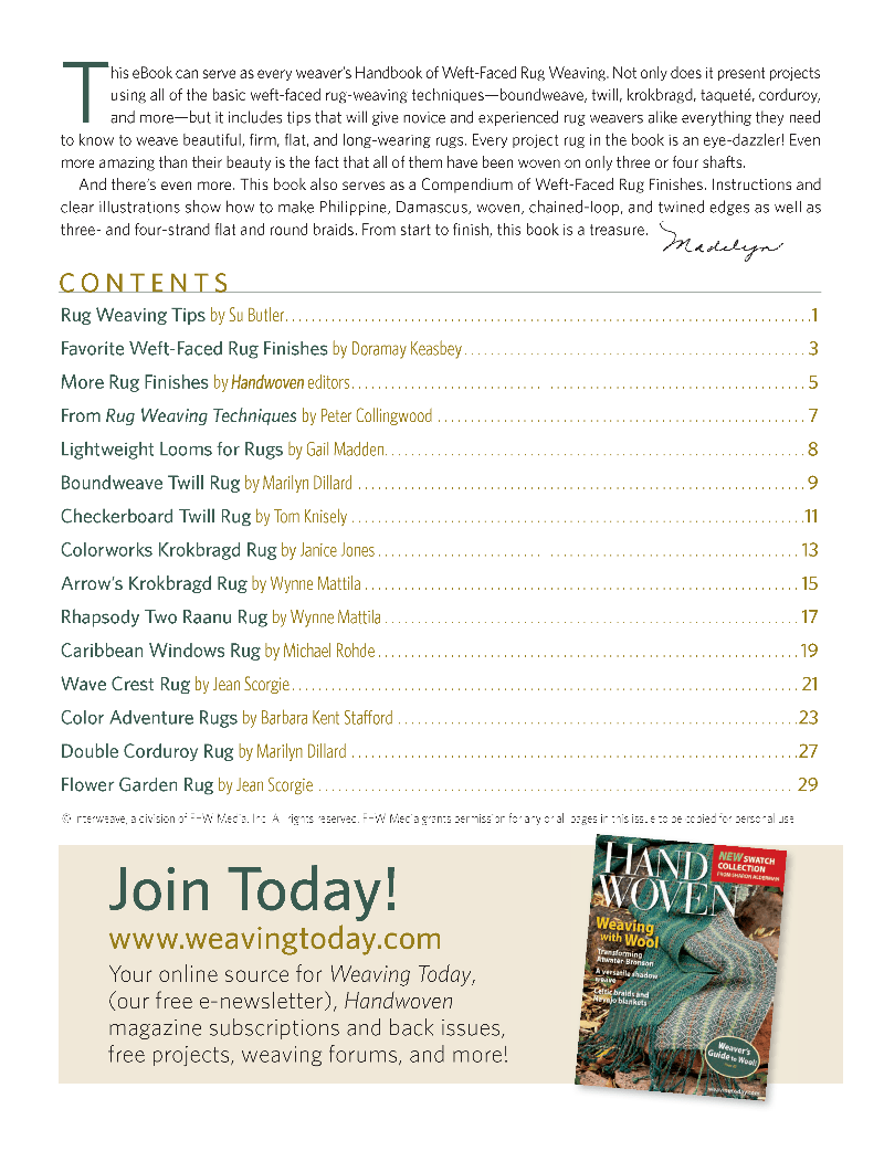 Long Thread Media Books Best of Handwoven Technique Series: Top Ten Rugs on Four Shafts eBook (Printed version)