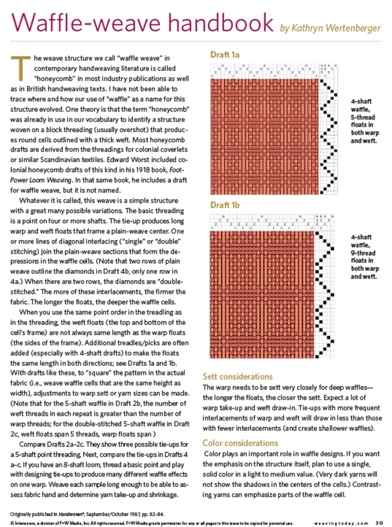 Long Thread Media Books Best of Handwoven Technique Series: Waffle Weave eBook (Printed version)