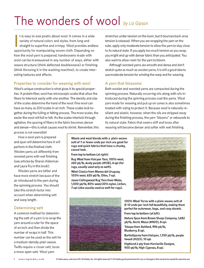 Long Thread Media Books Best of Handwoven Yarn Series: Weaving with Wool: All About Wet Finishing eBook (Printed version)
