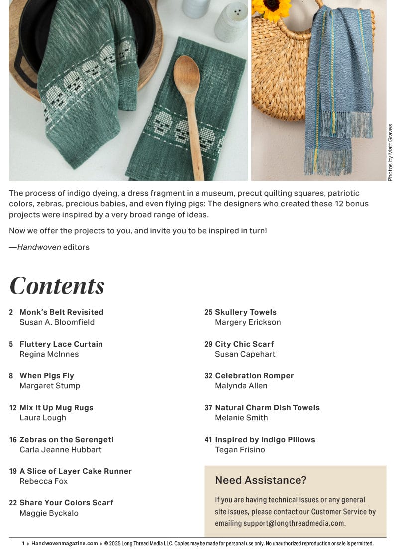 Long Thread Media Books Handwoven Bonus Collection #1: A Dozen Projects Inspired by the Seasons; Zebras, Indigo, and More - eBook Printed Copy
