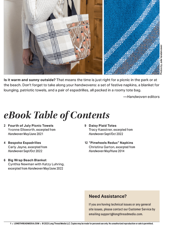 Long Thread Media Books Handwoven Presents: 5 Projects to Weave for a Perfect Picnic – eBook Printed Copy