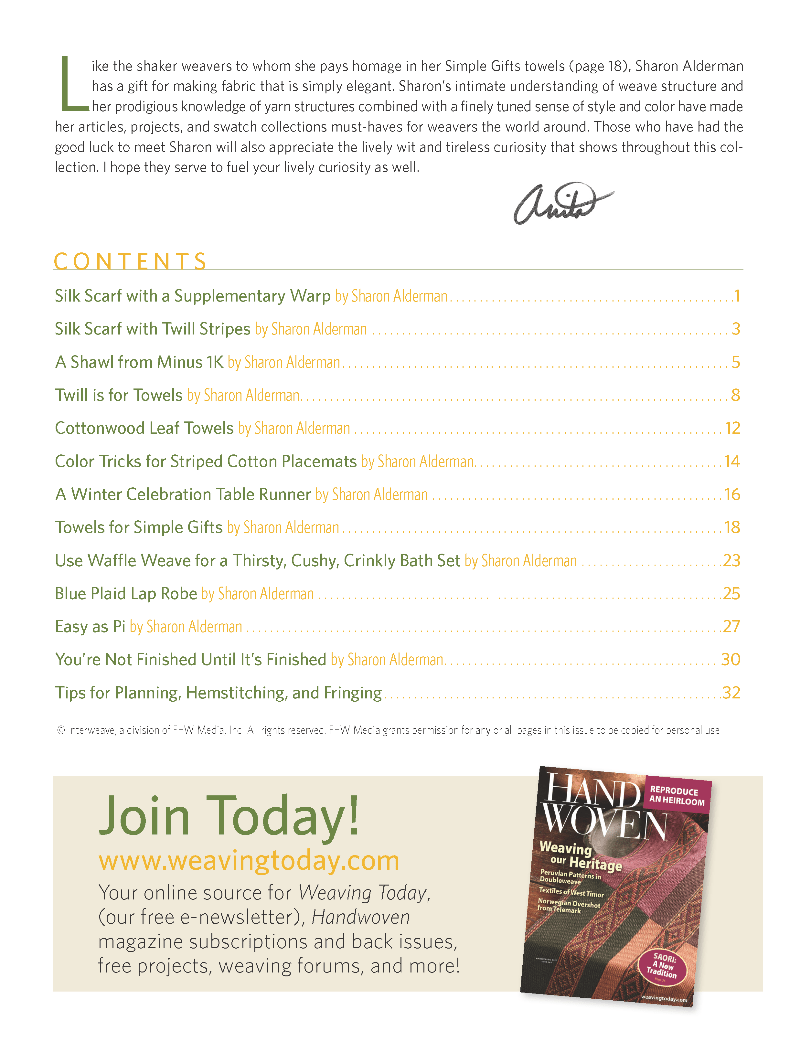 Long Thread Media Books Handwoven's Master Weaver Collection: Favorite Projects and Lessons from Sharon Alderman eBook Printed Copy