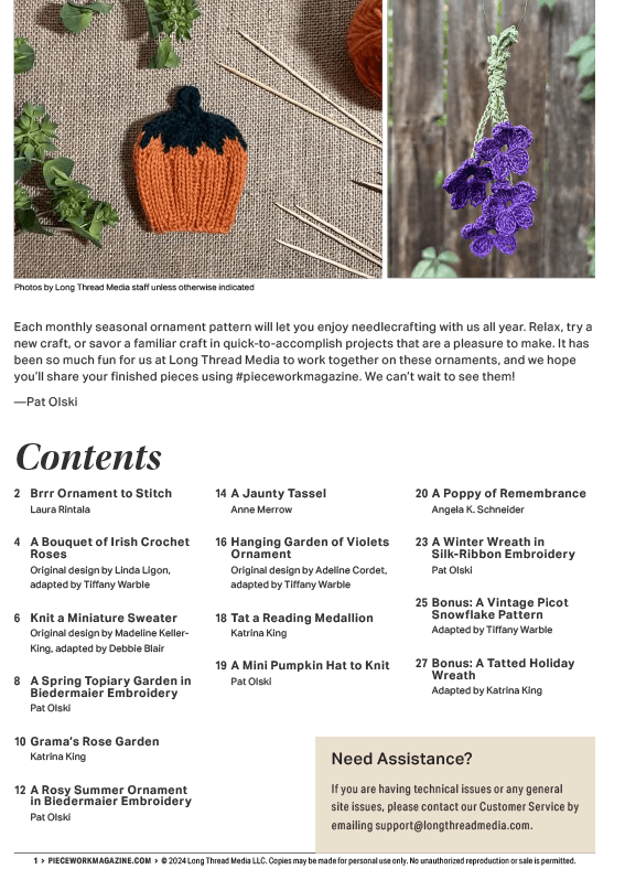 Long Thread Media Books Piecework Presents: Twelve Months of Ornaments: eBook Printed Copy