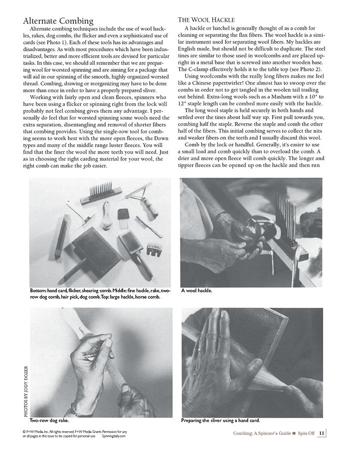 Long Thread Media Books Spin-Off Presents: Combing: a Spinner's Guide- eBook Printed Copy